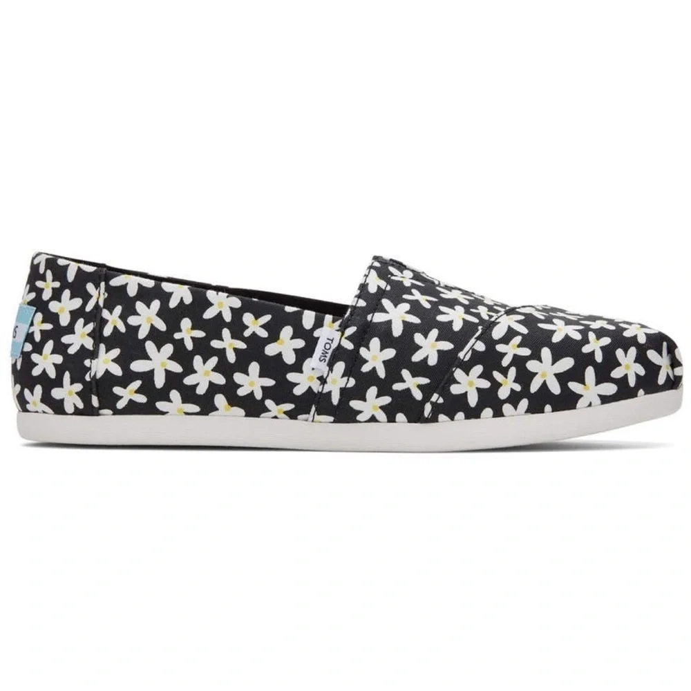 TOMS Women’s Alpargata Black Sun Daisies Shoes - Size 8